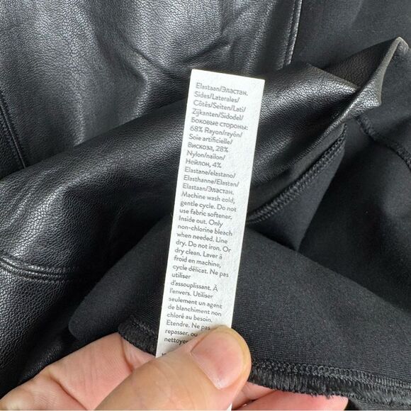 Spanx Women's Luxe Black Faux Leather Ponte Combo Sheath Dress Plus Size 1X - Picture 9 of 10